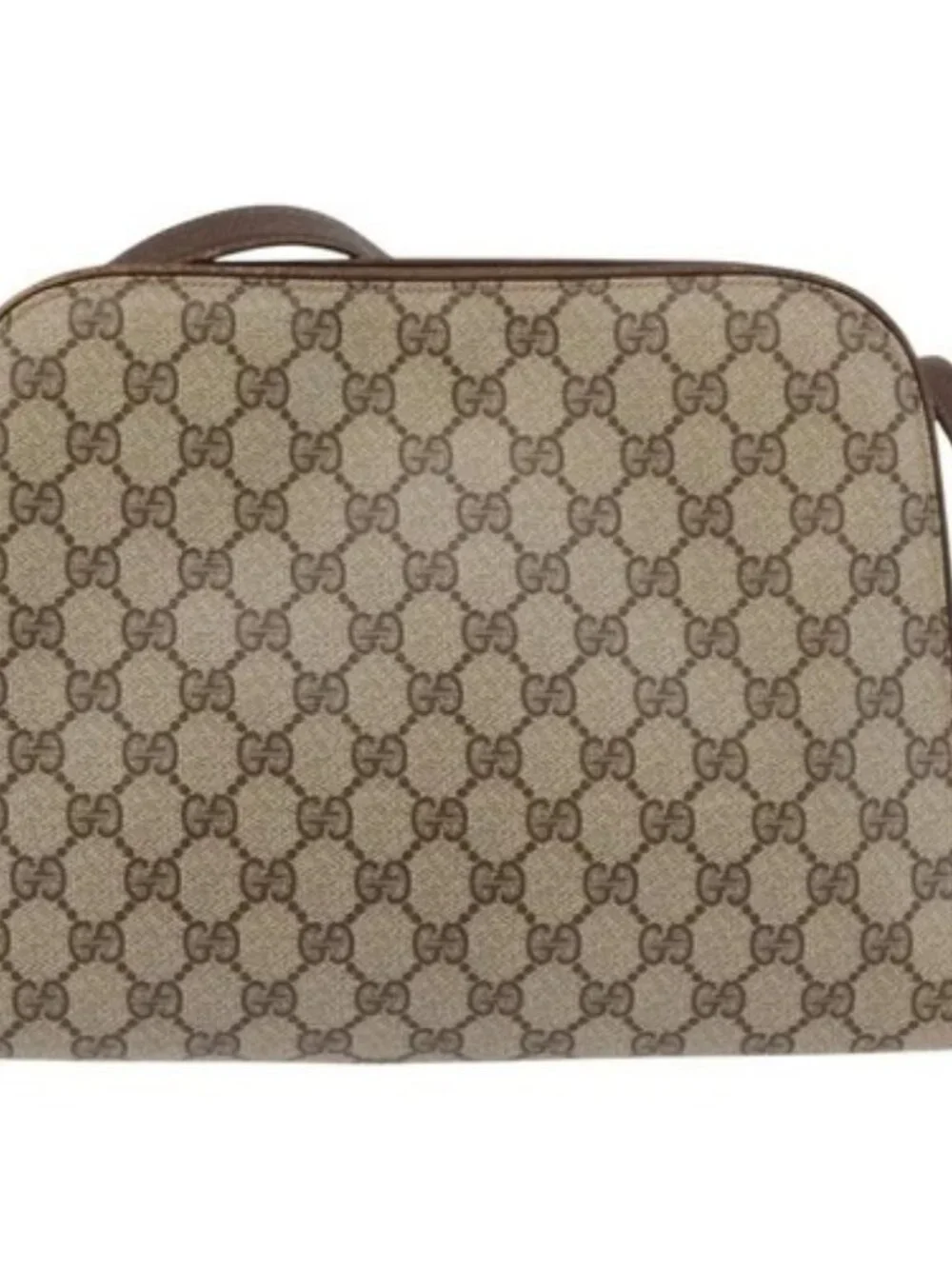 GUCCI GG Supreme Shoulder Bag PVC Beige Gold Auth SW2211